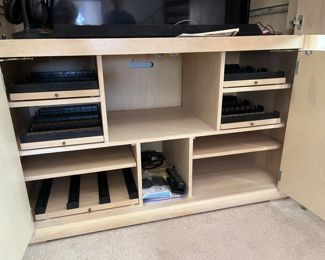 Oak tall storage cabinet 54"W x 24"D x 86"H. 