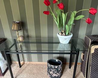 Glass/metal sofa/console table