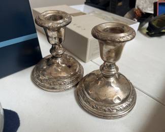 Weighted sterling silver candlesticks 