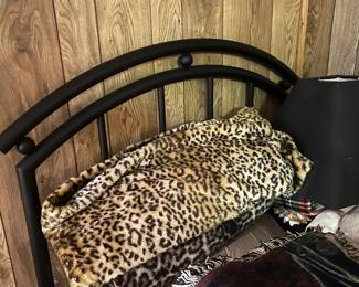 Black metal twin headboard and frame