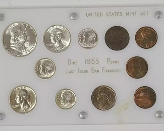 1955 U.S. Coins in Holder Including Silver