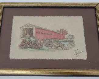 Signed Richard Neuman Covered Bridge Print