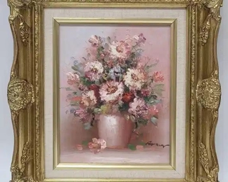 Signed Floral Oil Painting