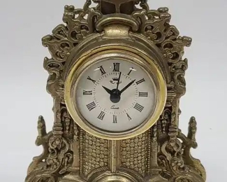Vintage Italian Brass Mantle Clock 9"