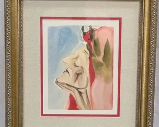 Salvador Dali Color Woodcut Dante's New Doubt