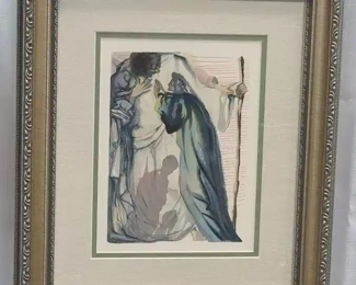Salvador Dali Color Woodcut Spirit Questions Dante