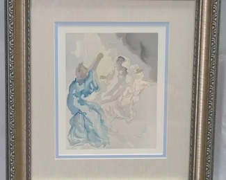 Salvador Dali Color Woodcut New Image of Beatrice