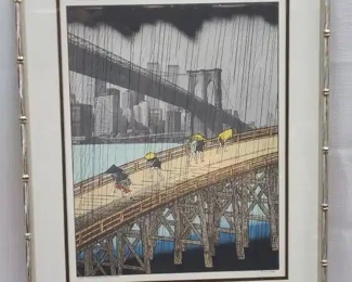 Sudden Shower, After Hiroshige Signed LE Litho
