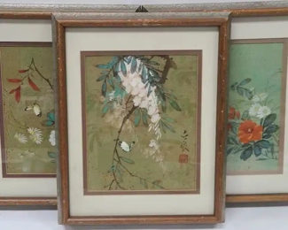 3 Framed Chinese Paintings on Cork
