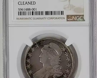 1824 Capped Bust 50c NGC VF Details Cleaned