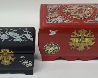 2 Chinese Jewelry Boxes - Smaller One is Musical