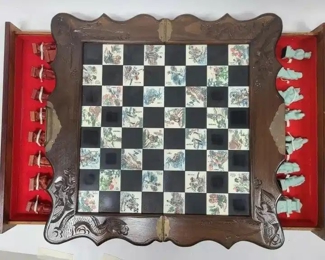 Vintage Asian Themed Chess Folding Board Game