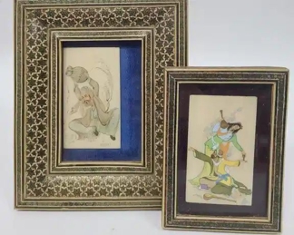 2 Small Persian Hand Paintings on Bone