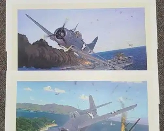 Signed David Gray Aircraft Prints 2 by WWII Pilots