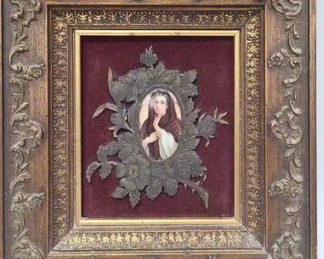 German Porcelain Painting "Woman with Headcover"