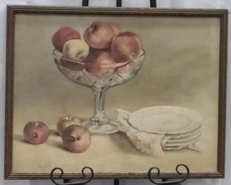 Antique 1890 Dated Still Life Watercolor