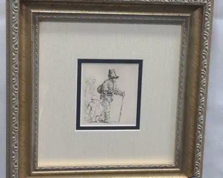 After Rembrandt Durand Etching Beggars on Tramp