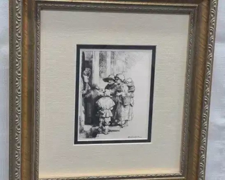 After Rembrandt Durand Etching Peasant Receiving