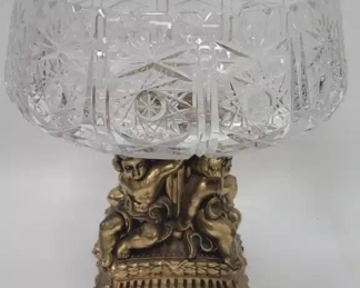 American Brilliant Cut Crystal Pedestal Bowl