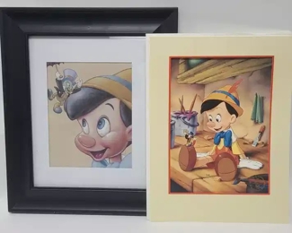 1993 Disney Store Pinocchio Litho & Framed Print