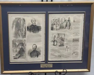 Framed Civil War Era Harper's Weekly Pages