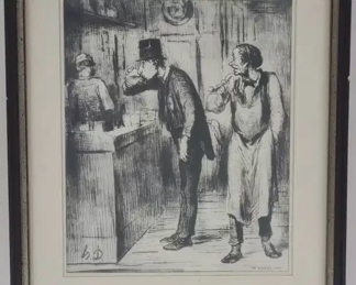 Honore Daumier Nobody's Friend Lithograph w/ COA