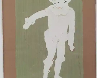 25.25" by 17.5" Picasso White Clown Pierrot Print
