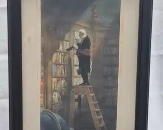 1861 Litho of C. Spitzweg The Book-Worm