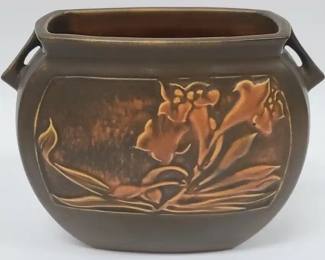 1926 Roseville Rosecraft Panel Brown Vase