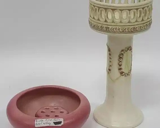 Weller Pottery - Monochorme Bowl & Frog & Pedestal