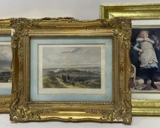 3 Vintage Gold Framed Wall Art