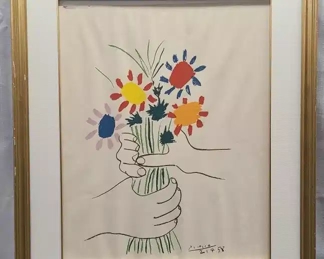Large Pablo Picasso Bouquet of Peace Gild Frame