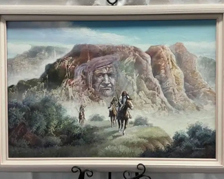 E. Edward Native American Landscape Painting