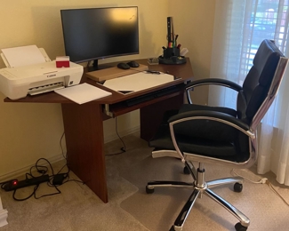 Office Supplies, Printer, Screen and a great rolling desk chair