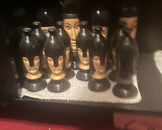 Hand painted large chess pieces 