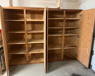 2 Garage storage / cabinets well-made 5‘ wide x 7 tall plywood, set of 2 cabinets, $50 each