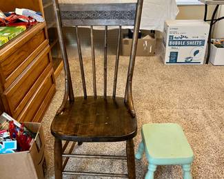 Antique chair $25
Footstool Five dollars