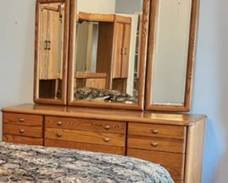 7 drawers dresser with the mirror 64 inches long x 18 inches deep $75. Solid wood price to sell.