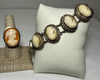 Vintage Cameo Bracelet & 925 Cameo Ring