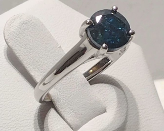 7mm Blue Diamond Solitaire Ring 14k
Sz. 7