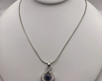 Floating Tanzanite & Diamond Pendant 925