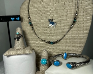 Shades Of Turquoise W 925: Rings, Bracelet & More (7PCS)