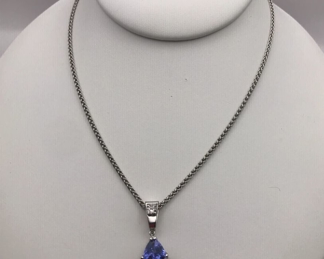 Trillion cut tanzanite colored pendant 