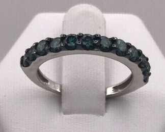 10k Blue Diamond Band Sz. 7