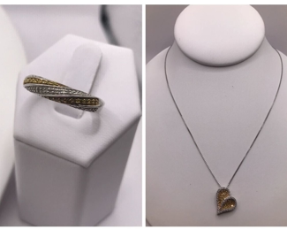 Yellow and white diamond 925