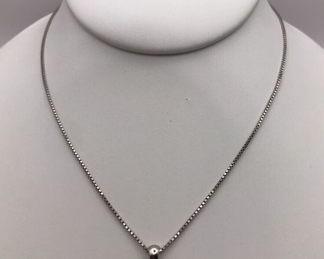 Blue Diamond Solitaire Pendant 14k
18" box Chain 585