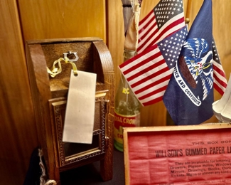 Wooden bank with a vintage p.o. box front to make a “combination” bank!