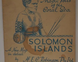 WWII ERA CORAL SEA SOLOMON ISLANDSFOLD OUT MAP 