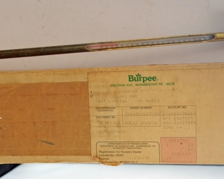 VTG 12" BURPEE BRASS THERMOMETER FERTILIZER ANALZER SOLD PROBE