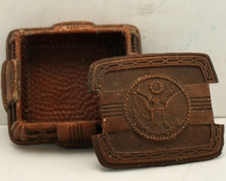 VTG WWII SYROCO WOOD TRINKET/JEWERLY BOX GREAT SEAL OF THE UNITED STATES 